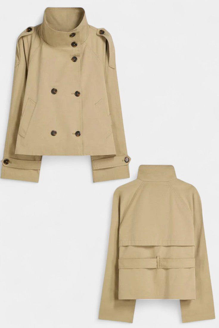 Roux High-Collar Trench Coat with Removable Belt