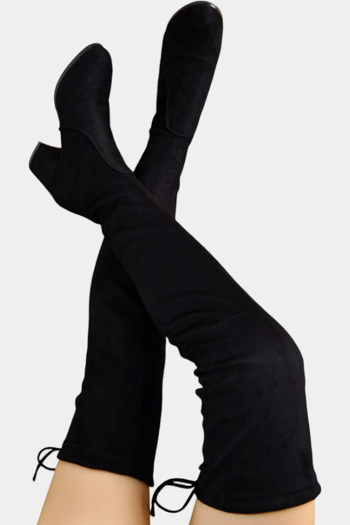 Dorine Chunky-Heeled Thigh-High Boots