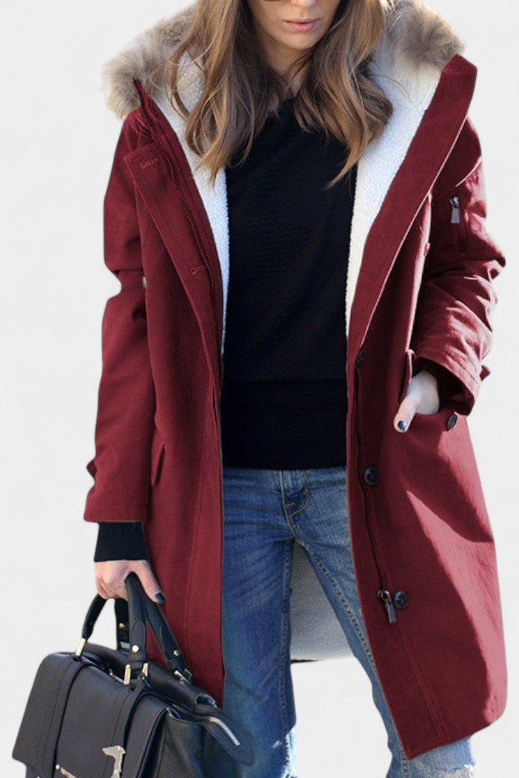 Katell Faux Fur-Collared Long Hooded Parka