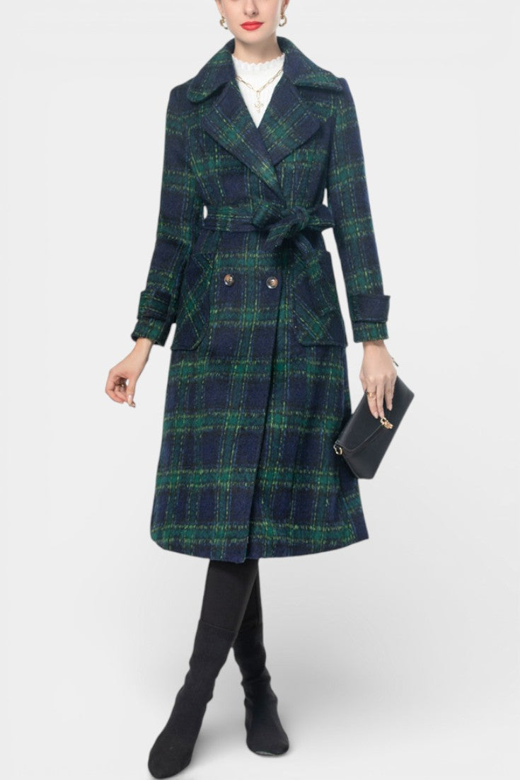 Lara Long Crossed Coat in Teal