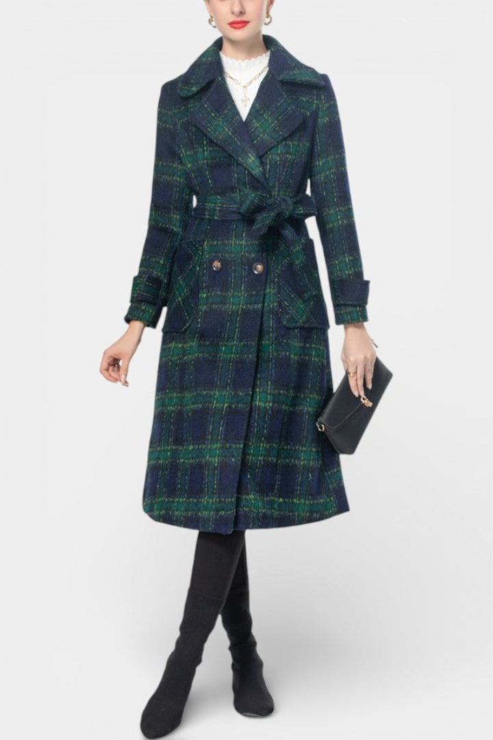 Lara Long Crossed Coat in Teal