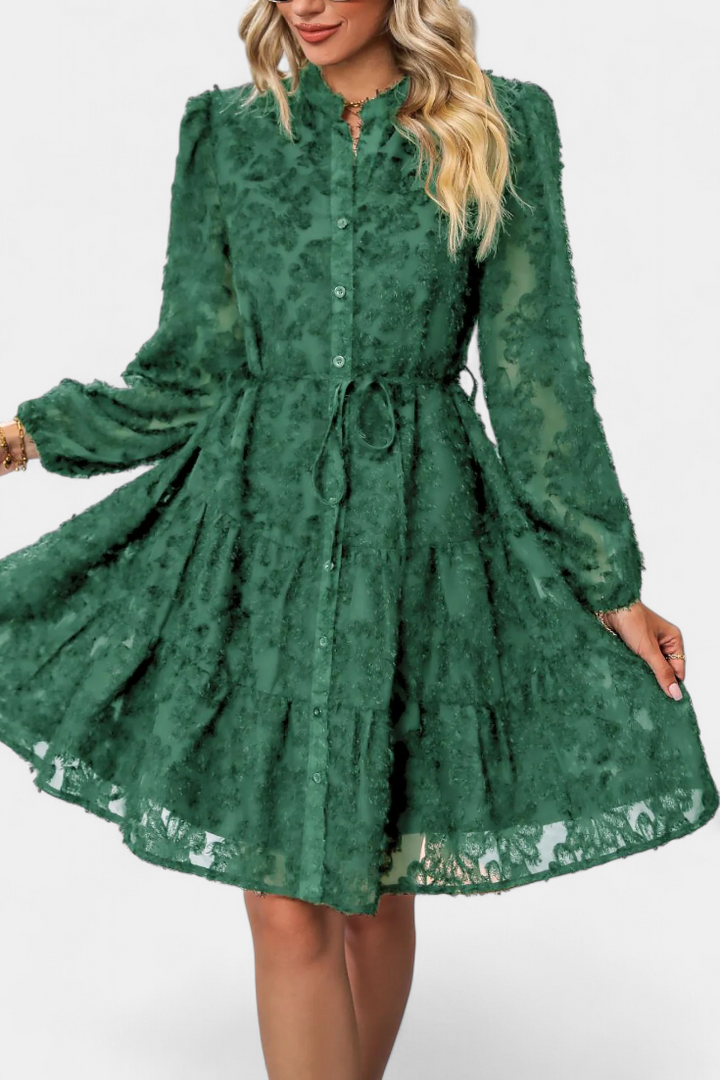 Soreia Textured Long Sleeve Robe with Contemporary Button Closure