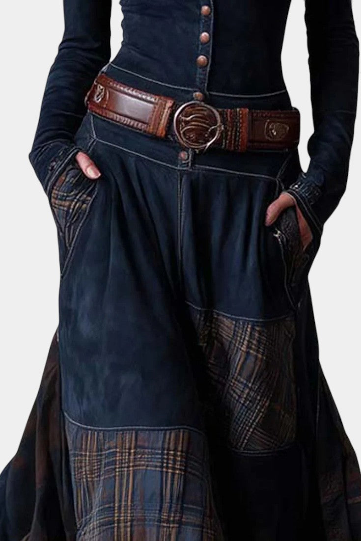 Chic Vintage Checkered Long Dress by Marlis