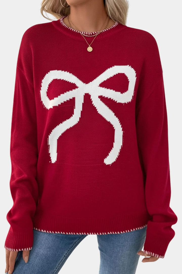 Cécile Festive Bow Pattern Sweater