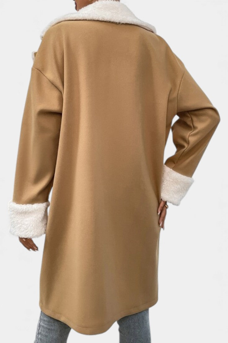 Romina Mid-Length Tailored Coat Featuring Cozy Fleece Lining