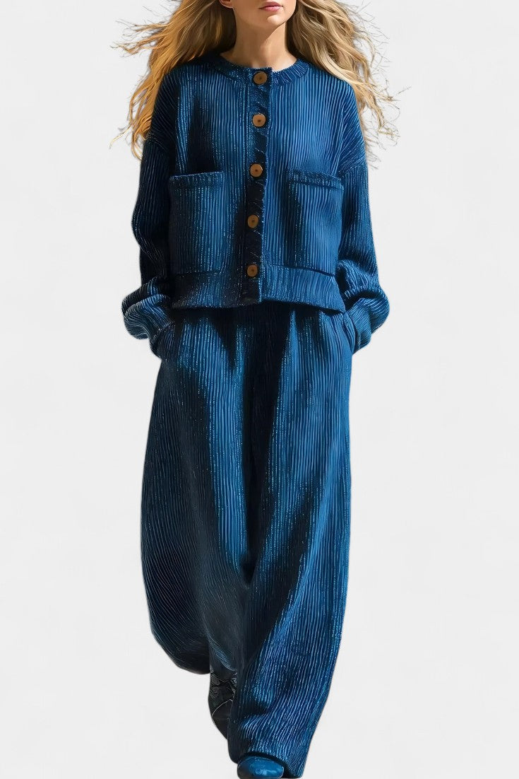 Magali Knit Cardigan & Wide-Leg Pants Ensemble