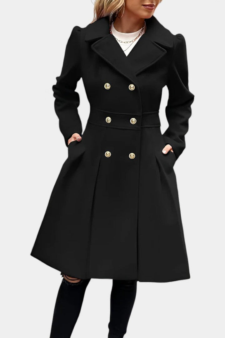 Philia Double-Breasted Flared Pea Coat