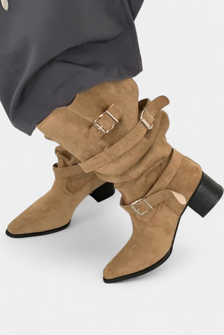 Ruya Pointed Toe High Boots with Modern Western Flair