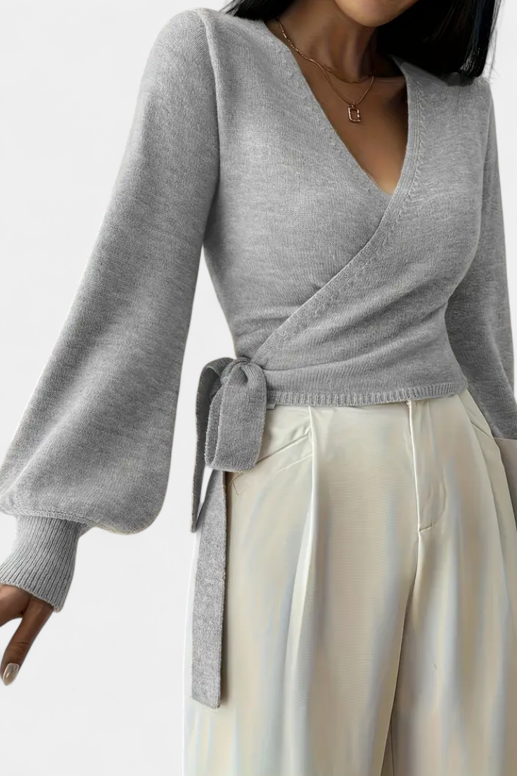 Persephone V-Neck Cross-Back Top with Short Sleeves