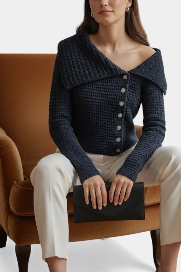 Manon Asymmetrical Knit Top Featuring Sculptural Accents