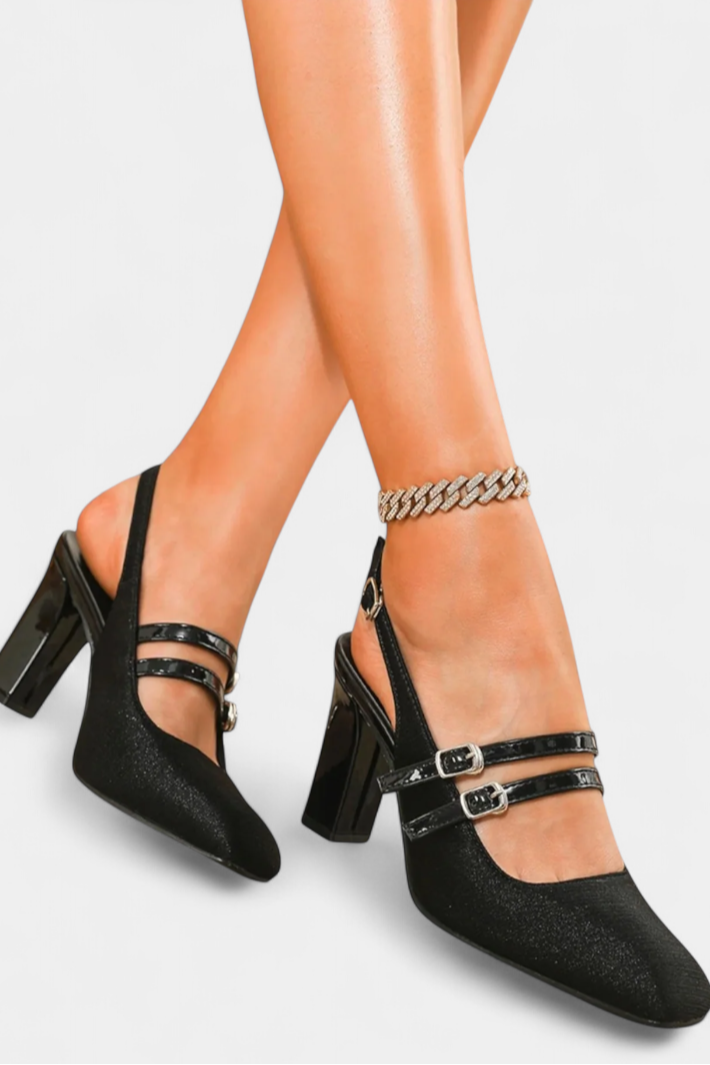 Orlanda Satin Heels with Delicate Straps and Ankle Fastening