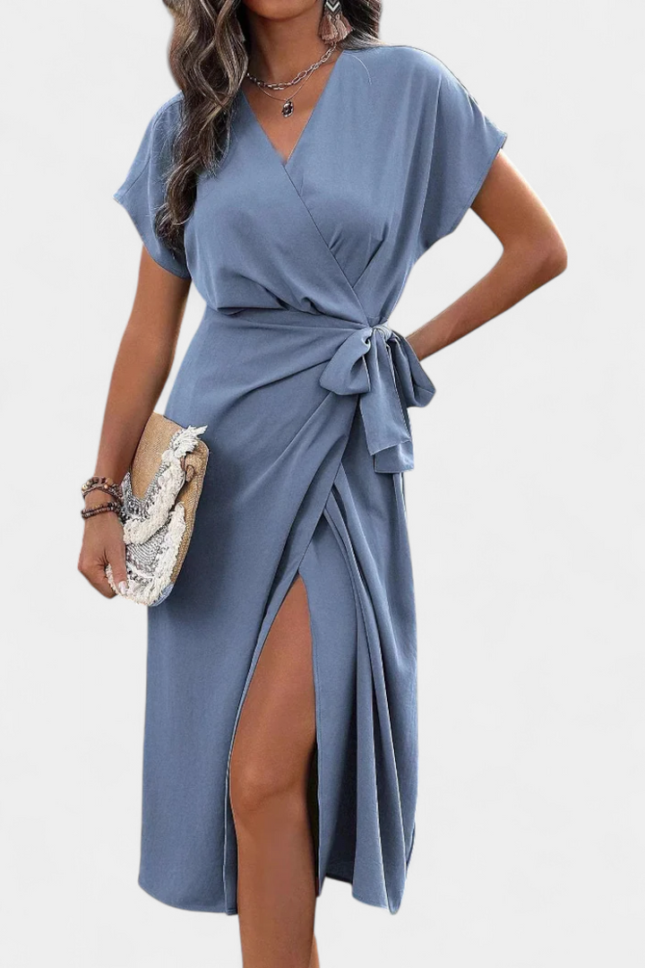 Begoña V-Neck Wrap Dress with Adjustable Belt