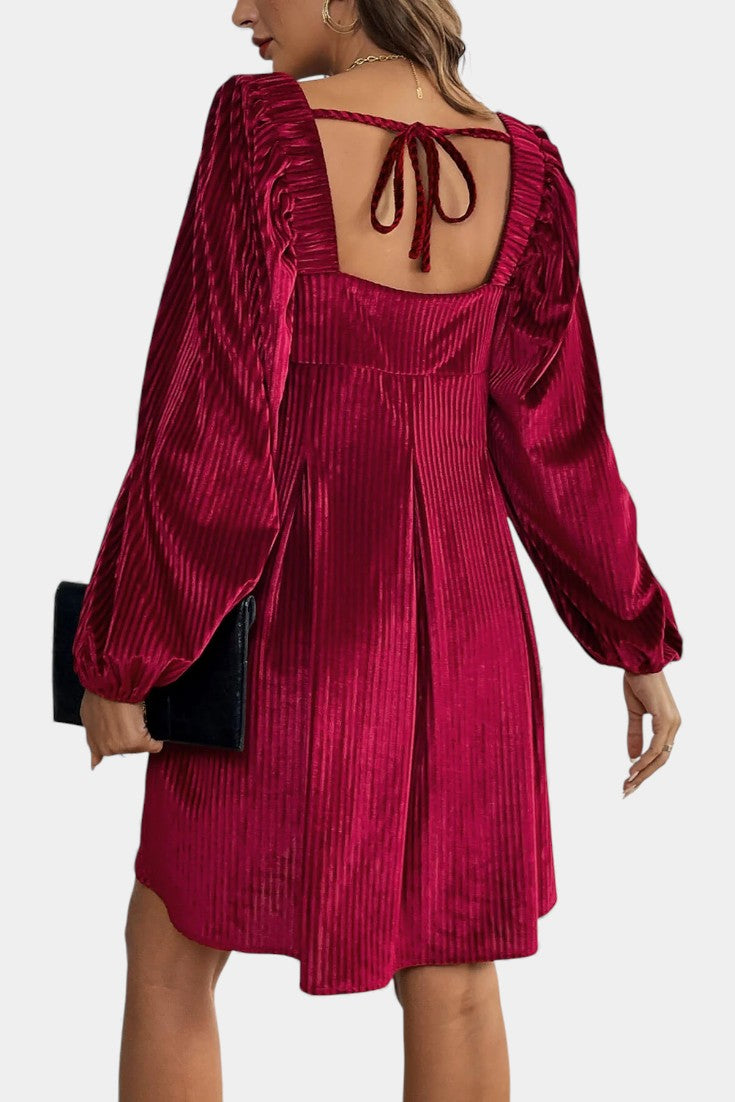 Pleated Velvet Midi Dress by Adrenia