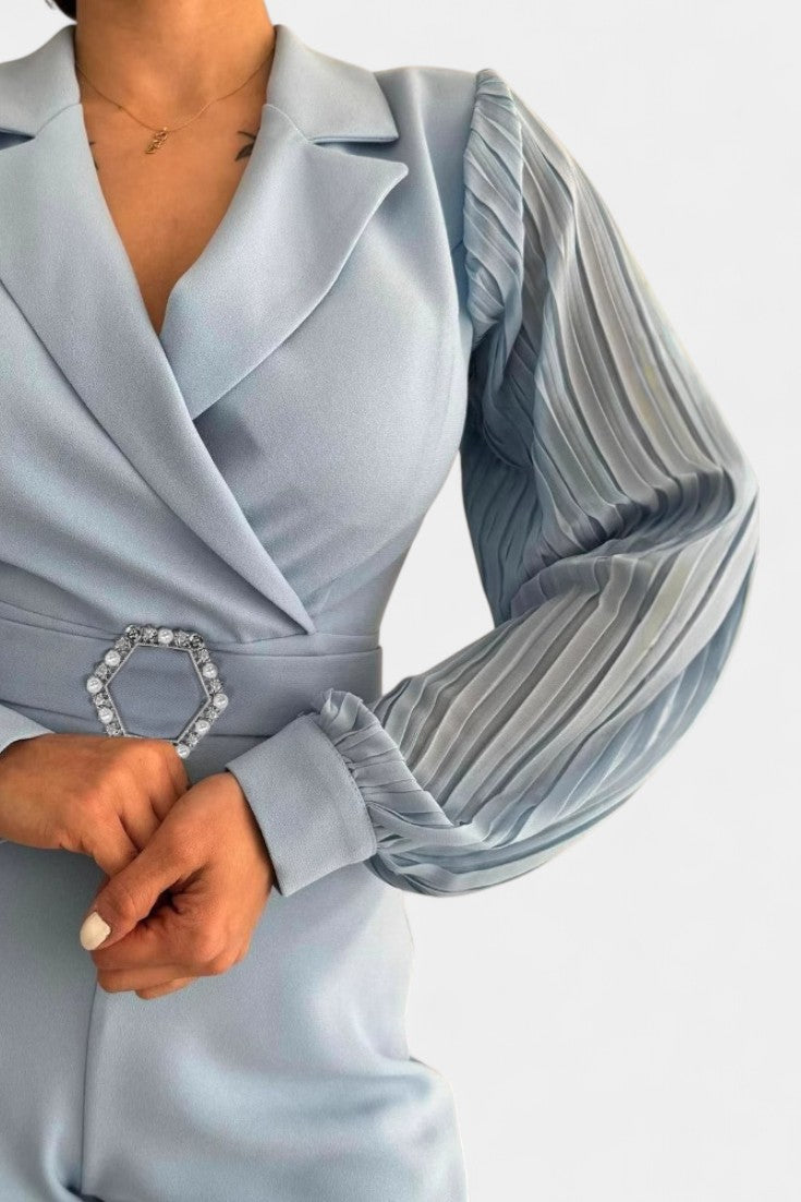 Dénéa Elegant Jumpsuit with Tailored Collar and Ruffled Accents