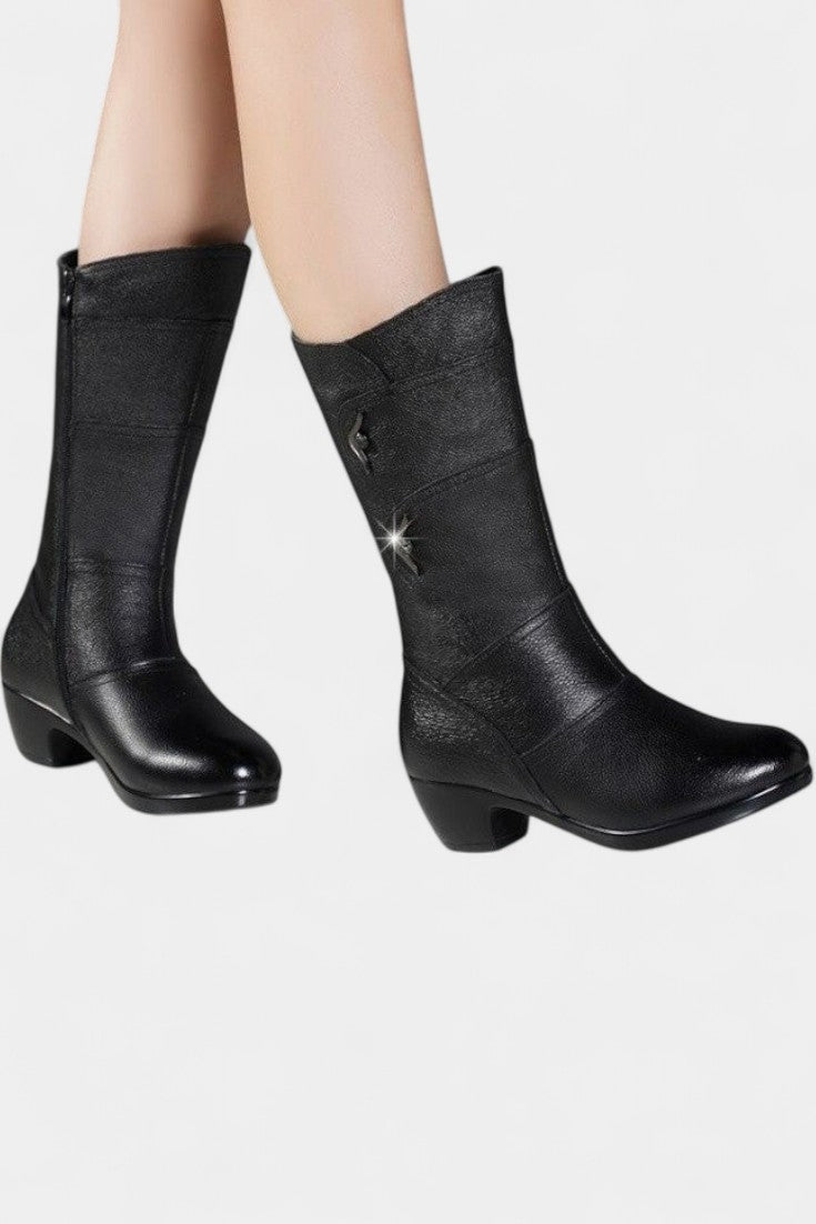 Hadley Ankle Boots Featuring Side Zipper and Cushioned Sole