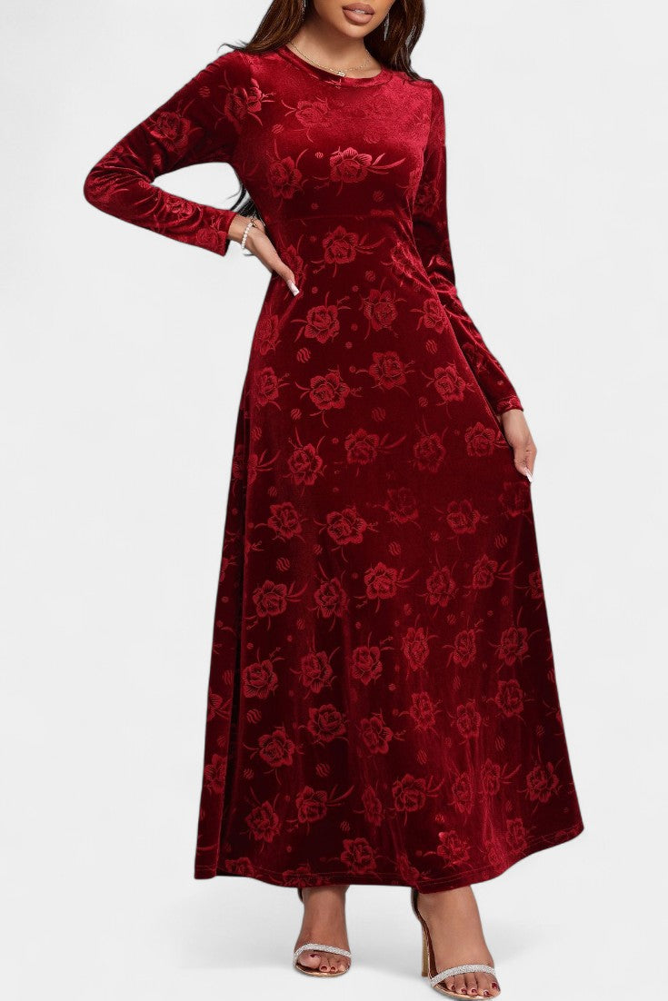 Nolwenn Textured Floral Velvet Maxi Dress
