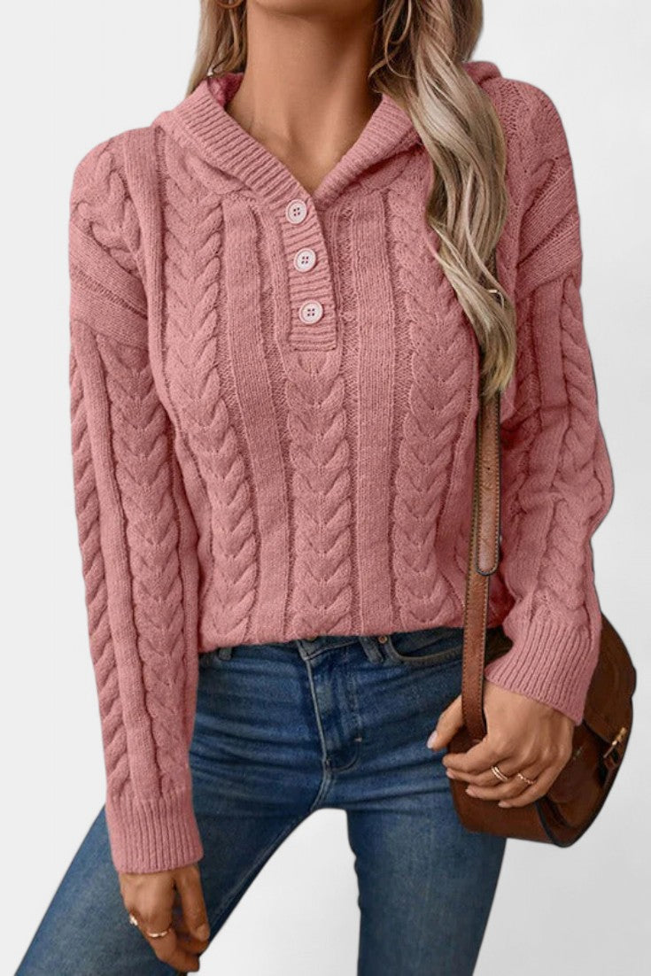 Relaxed Fit Hannelore Soft Knit Hooded Pullover