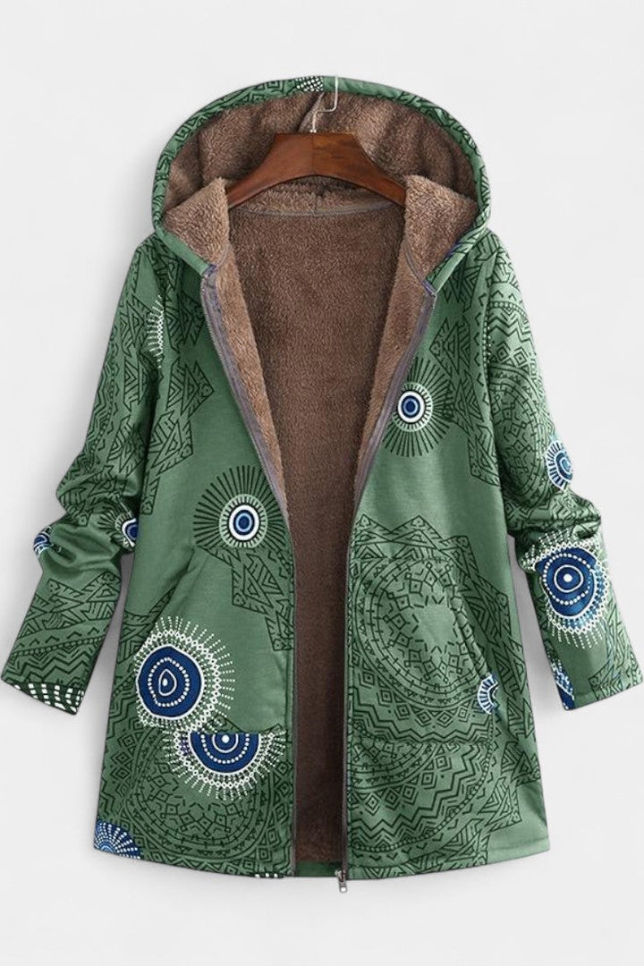 Winter Hooded Coat with April Floral Print