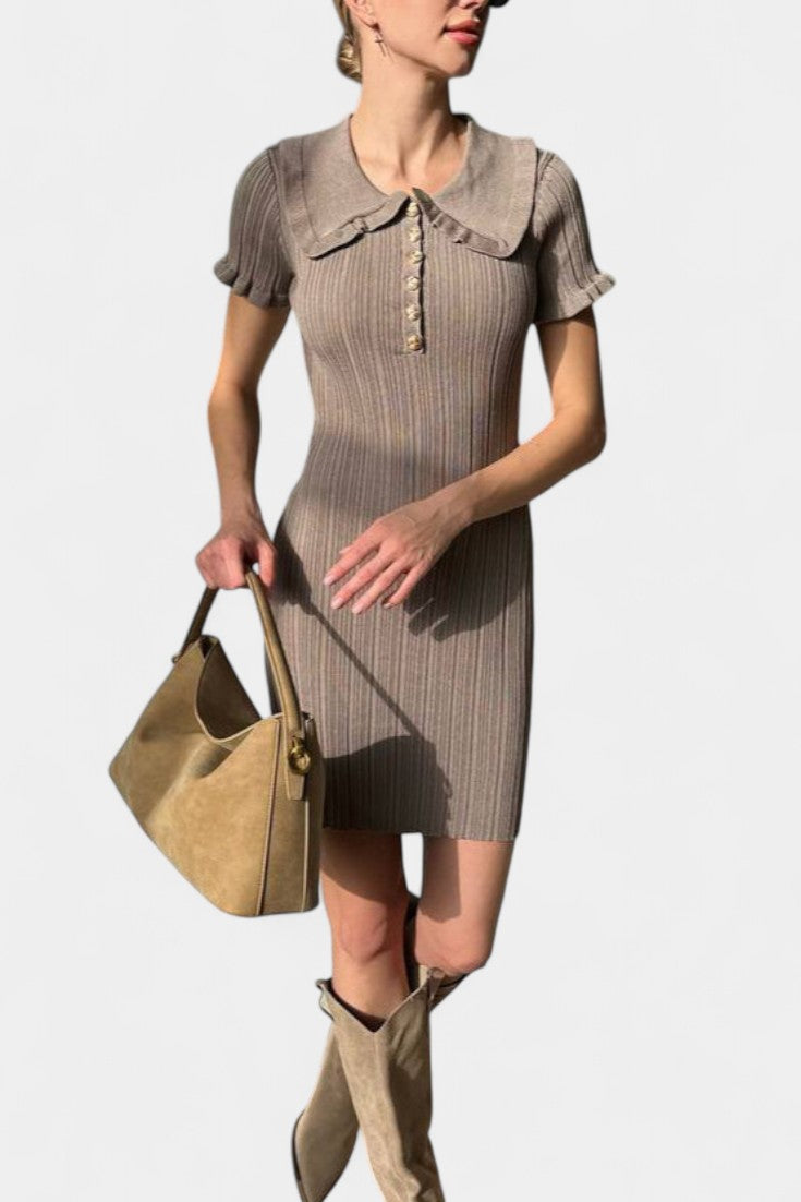 Rowan Braided Knit Dress Featuring a Defined Waist and Flared Skirt