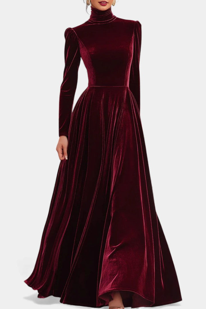 Orphise Long Sleeve Bordeaux Maxi Dress