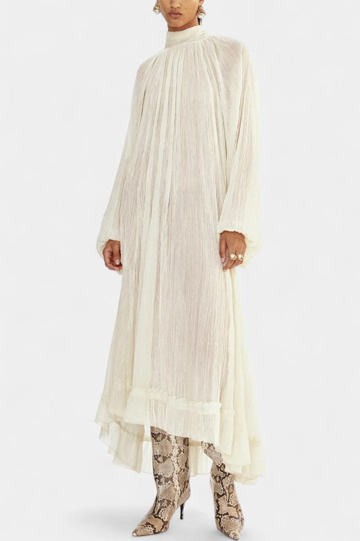 High Neck Textured Maxi Dress by Prunelle