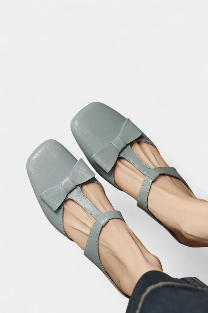 Lina Square Toe Mary Janes with Elegant Front Knot