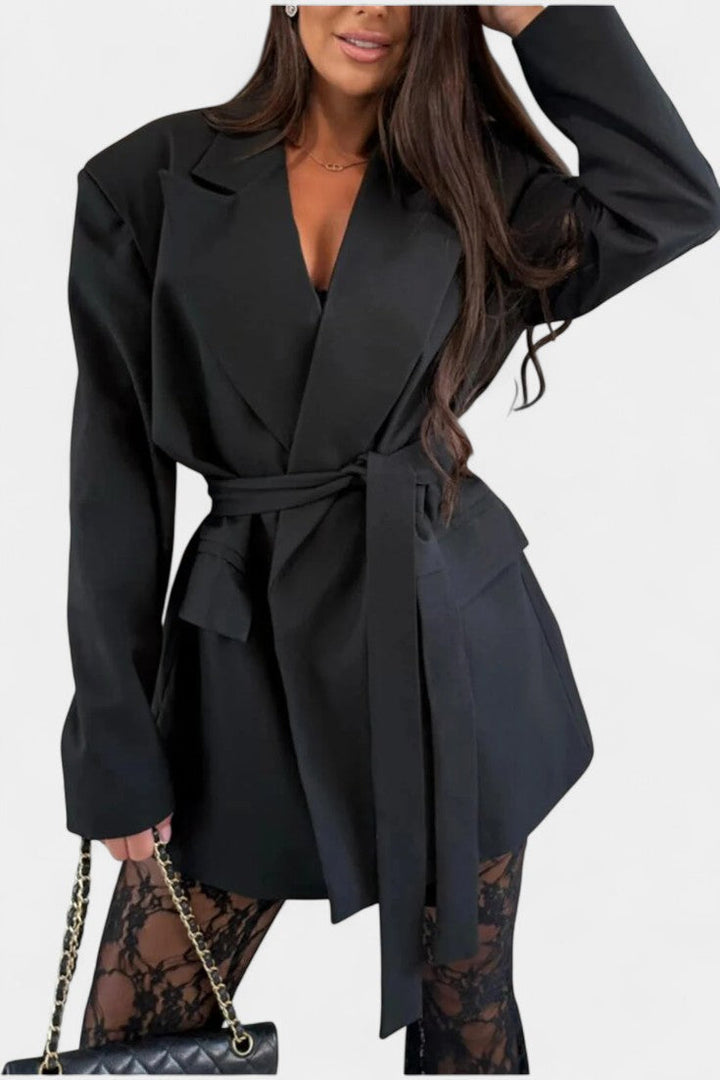 Demelza Set: Belted Blazer with Floral Lace Mermaid Trousers