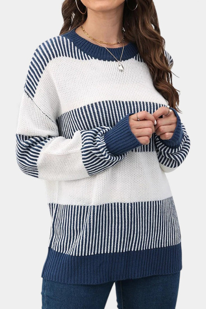 Mirna Extra-Large Striped Knit Sweater