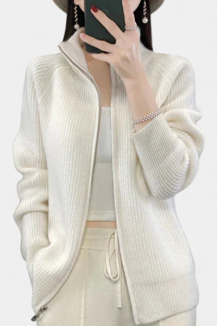 Structured Knit Chelsea Zip-Up Cardigan
