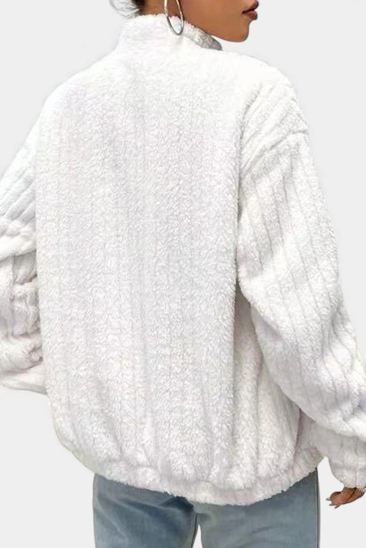 Bénigne High-Collar Casual Zip Cardigan