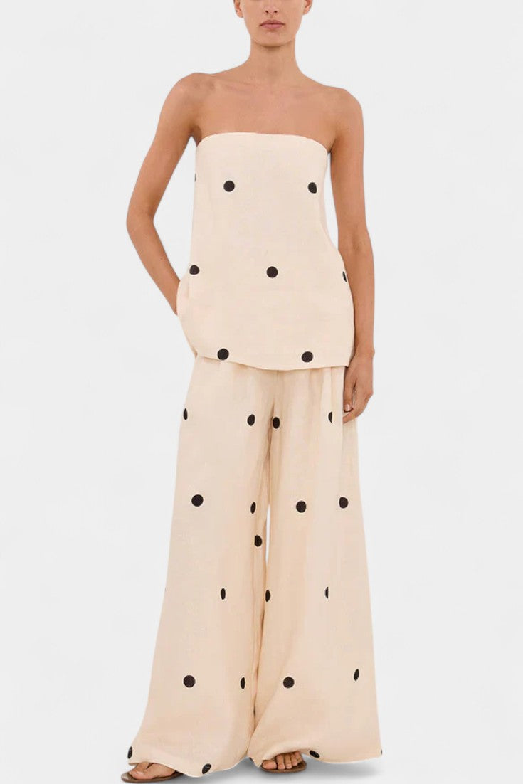 Mika Strapless High-Waisted Wide-Leg Two-Piece Set