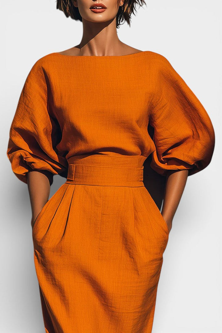 Soizic Structured Top and Midi Skirt Two-Piece Set