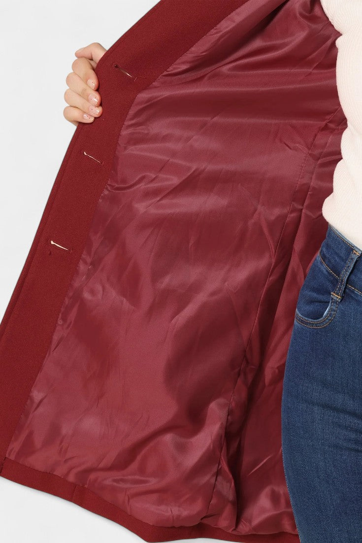 Louane Fitted Waist Winter Coat with Single Button Closure