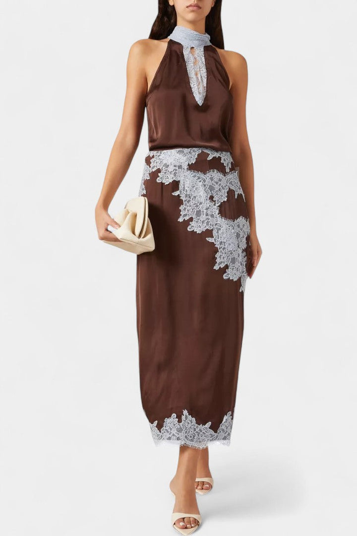 Elvira Coordinated Set Featuring Contrasting Lace Accents