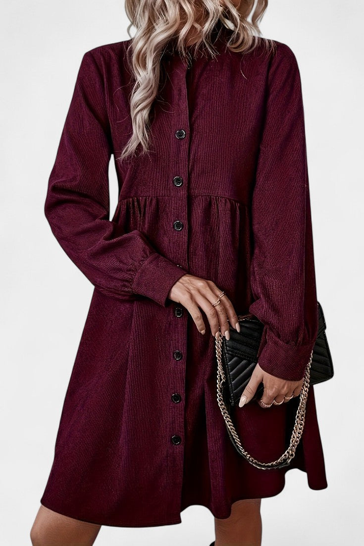 Zita High-Collar Midi Dress