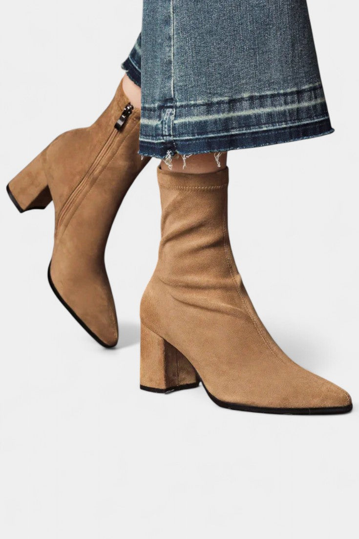 Célie Pointed Toe Ankle Boots with Block Heel