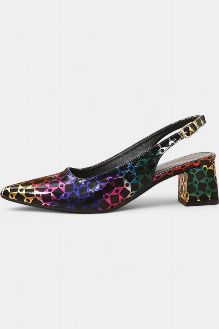 Karthleen Statement Geometric Pattern Chunky Heels