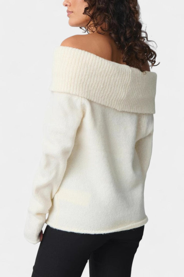 Ecru Off-the-Shoulder Estella Knit Sweater