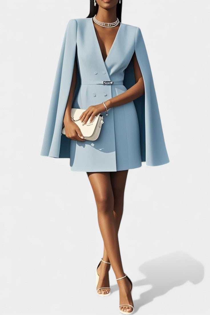 Zarema Sleeveless V-Neck Mini A-Line Dress with Built-In Blazer