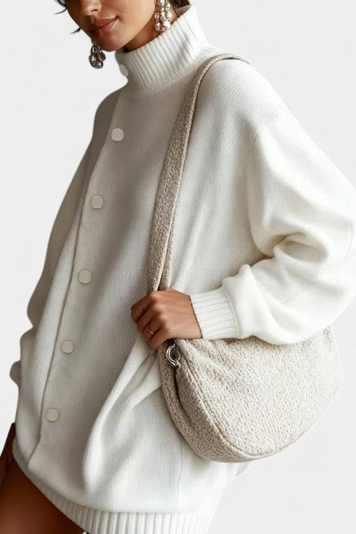 Pull Ample Uni à Col Montant Enriette