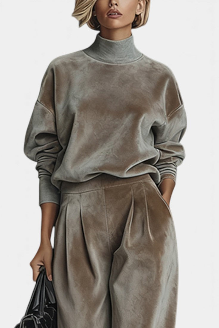 Amarante Cozy Velvet Turtleneck Lounge Set