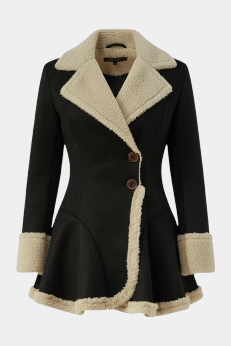 Lucile Faux Fur Trim Button Coat