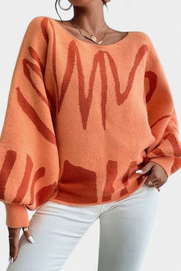 Gabrielle Oversized Off-Shoulder Abstract Striped Pullover