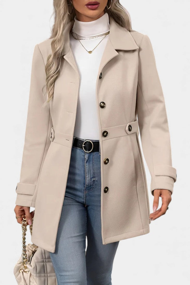 Maroussia Lapel Long Jacket with Button Closure