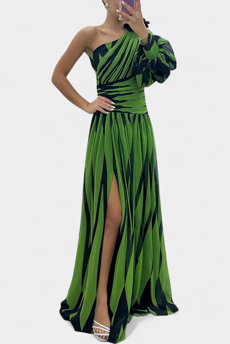 Bethania Striped Asymmetrical Maxi Robe