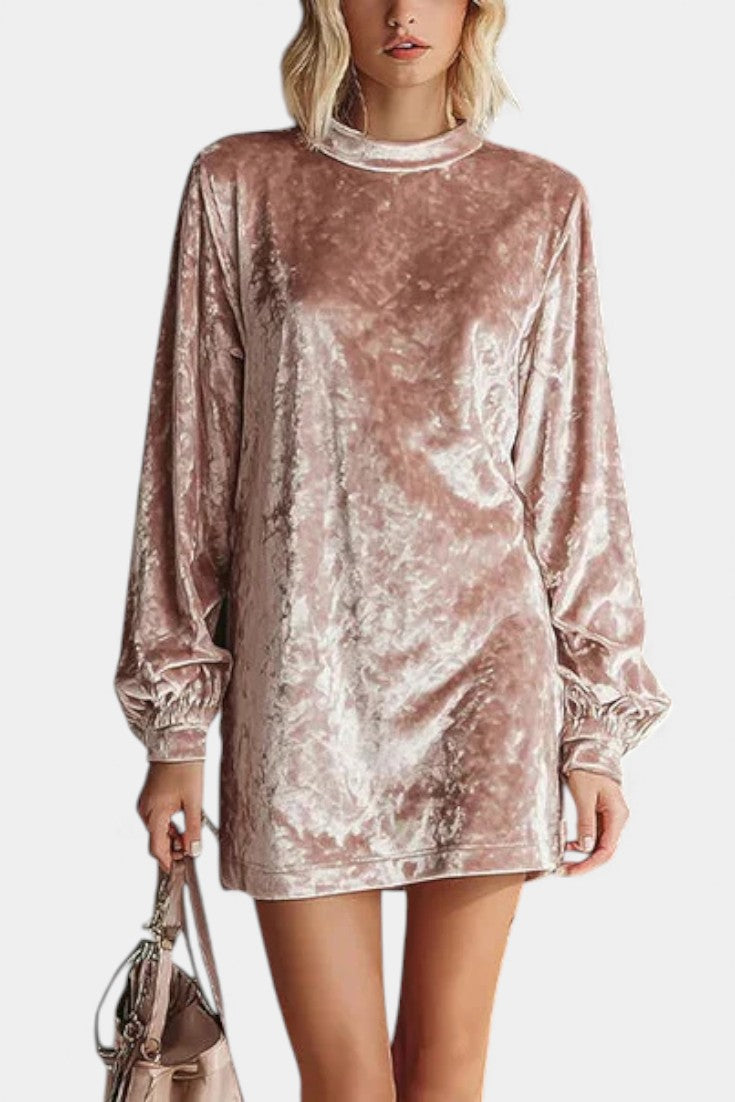 Badia Long Sleeve Mini Velvet Dress