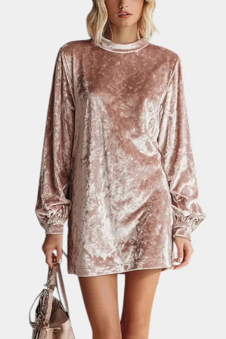 Badia Long Sleeve Mini Velvet Dress