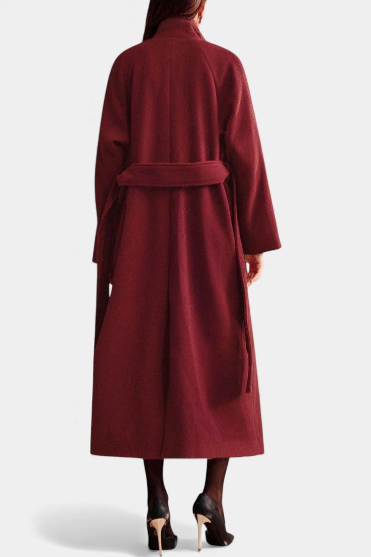 Zyana Adjustable Collar Long Belted Coat