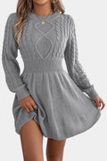 Césarine Mini Sweater Dress in Twisted Knit with Round Neck