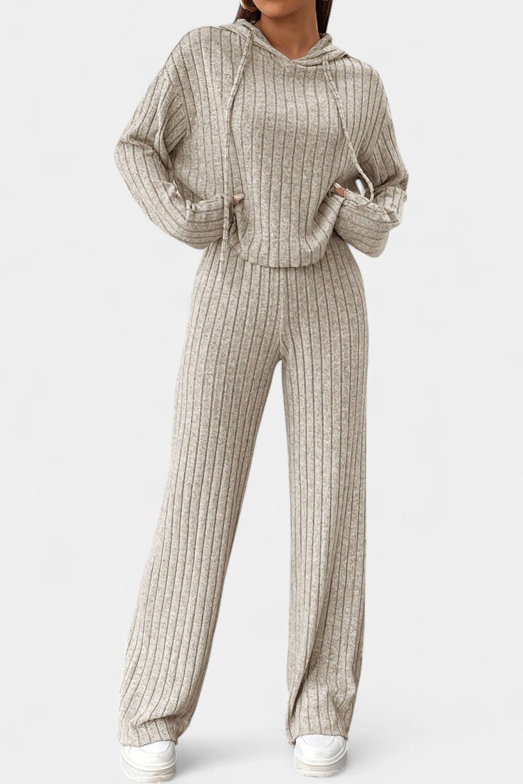 Federica Striped Knit Hoodie and Long Pants Set